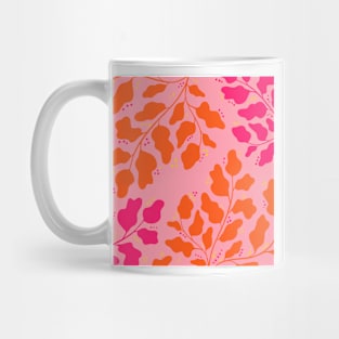 Pink and orange leaves floral pattern Mug